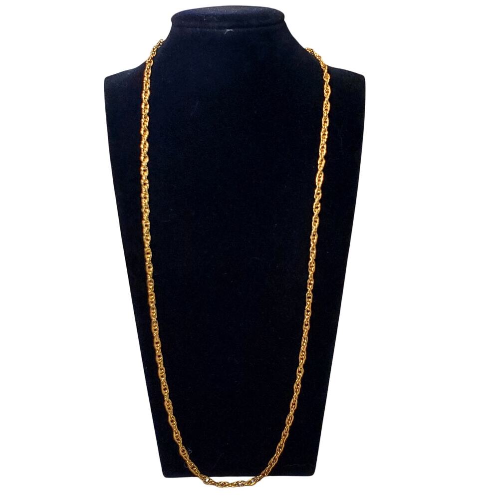 Gold Tone Chain Necklace Spring Ring Closure 22" Vtg